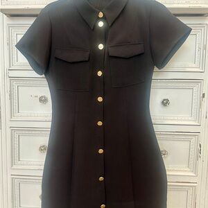 Zara Black Mini Dress with Gold Accents